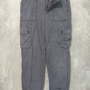 American Eagle Pants Womens 10 Black Baggy Jogger Cargo High Rise Stretch